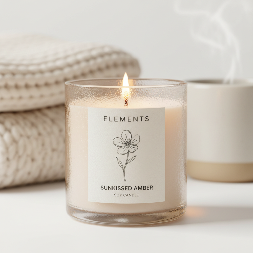 Scented soy candle in a glass jar